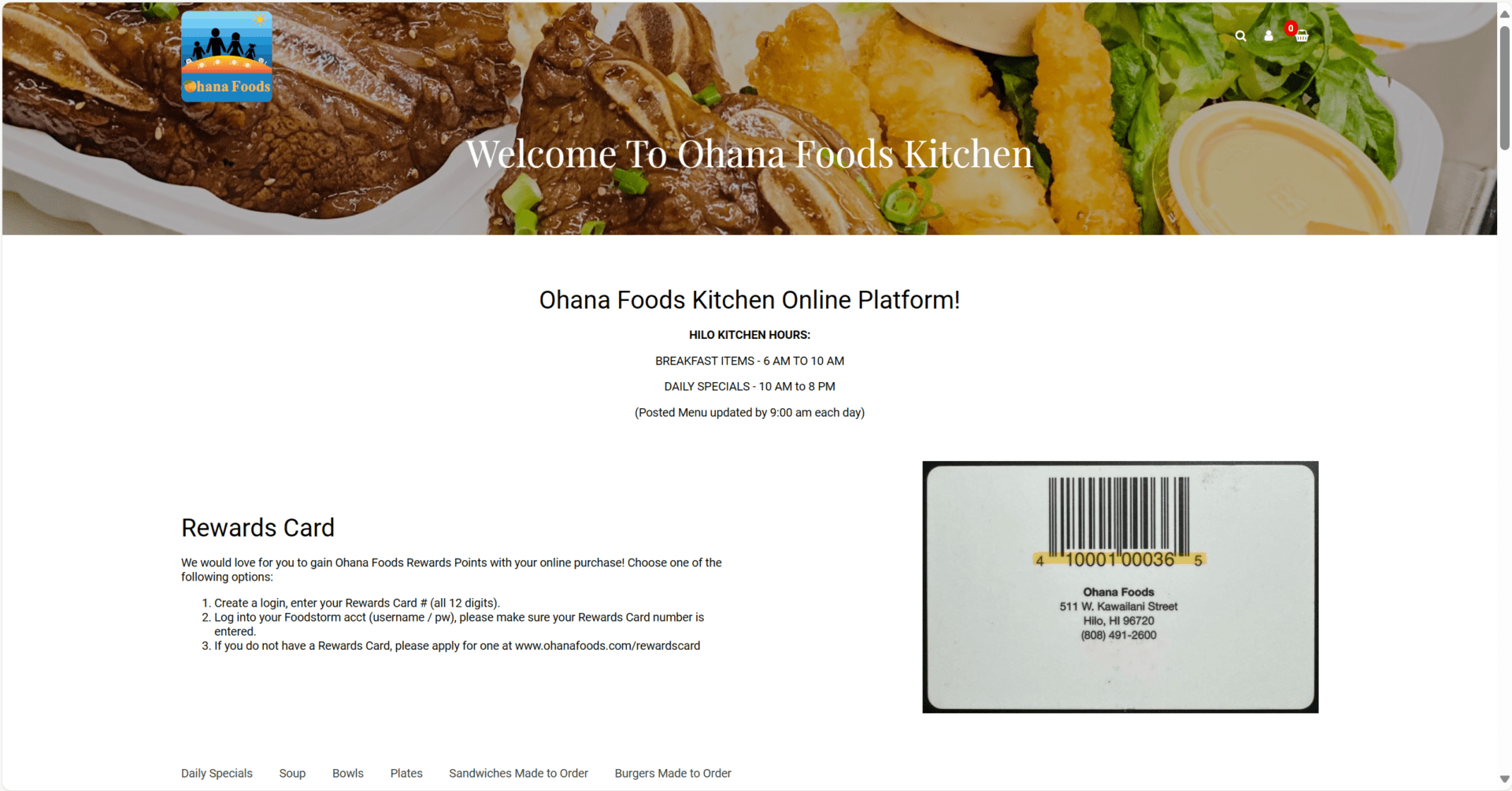 Online Food Ordering Homepage